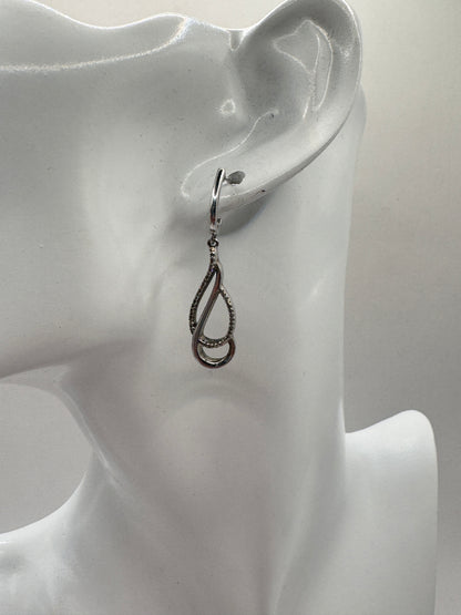 JWBR Sterling Silver 925 Earrings with Diamonds – Elegant Drop Design