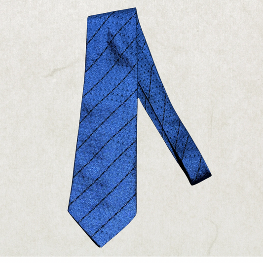 Vintage Valentino Cravatte 100% Silk Blue Geometric Striped Tie Made in Italy 55” x 4”