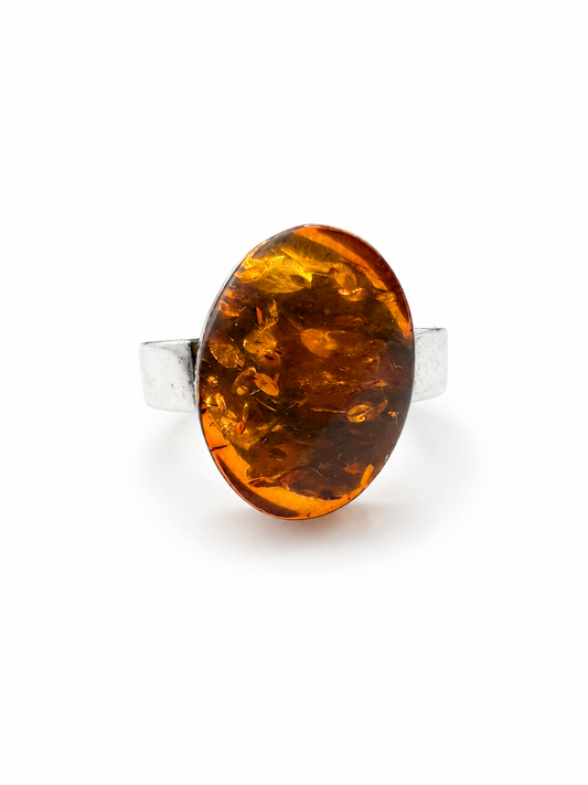Amber Glow Oval Ring — Size 6.5