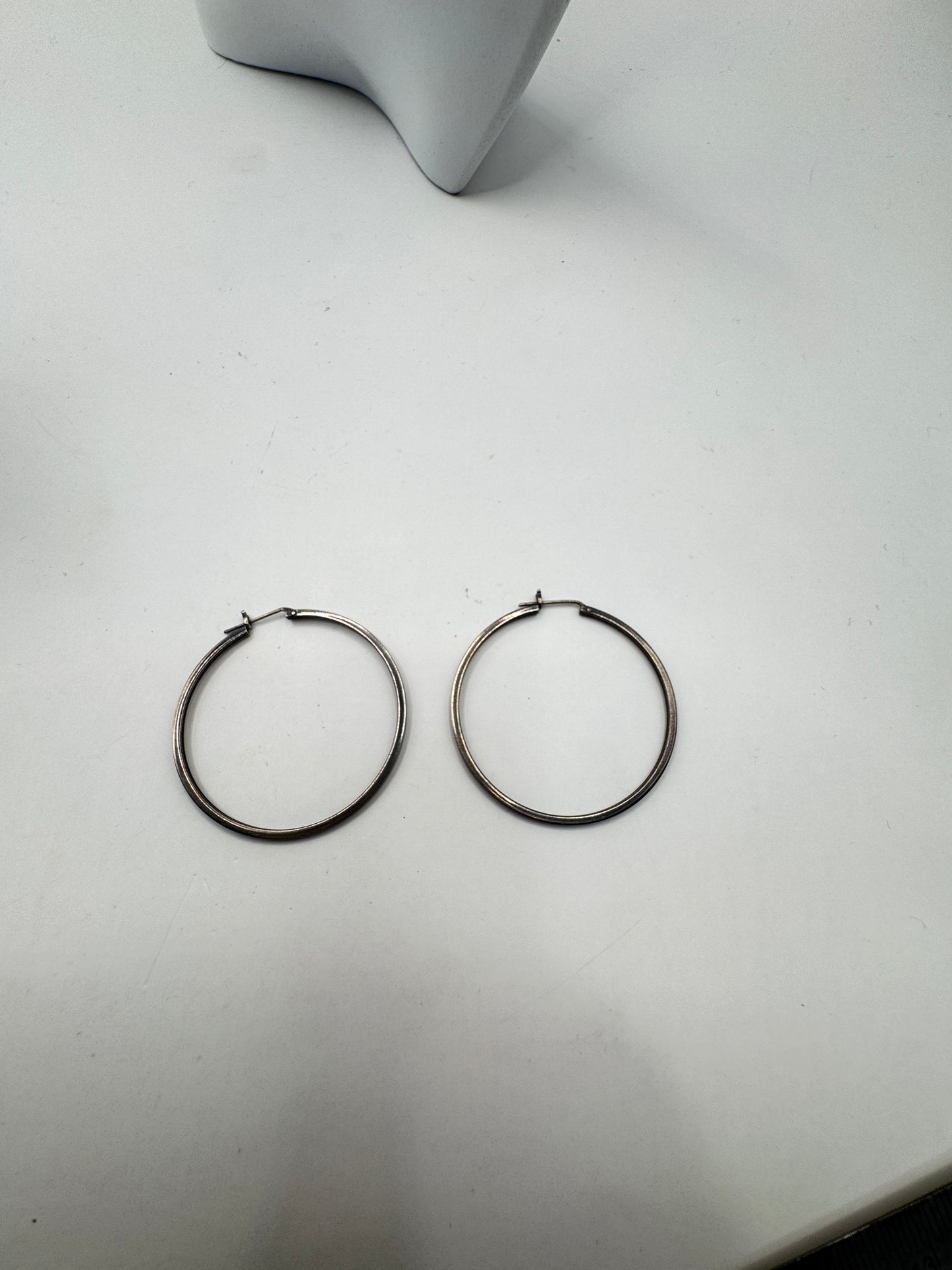 Vintage Large Sterling Silver Hoop Earrings – Excellent Condition