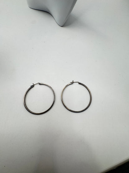 Vintage Large Sterling Silver Hoop Earrings – Excellent Condition