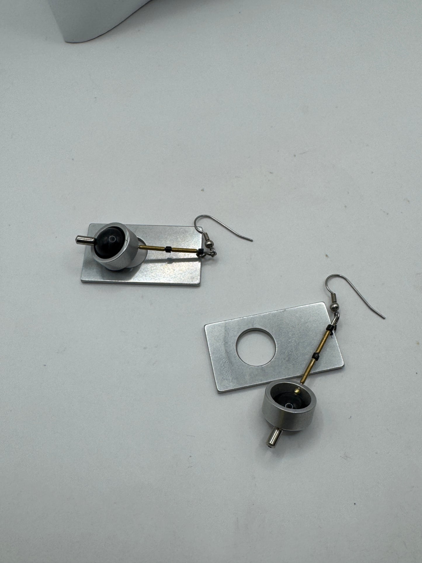 Large Christina Brampti Contemporary Sculptural Drop Earrings Geometric Statement Design