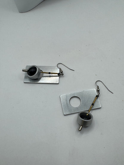 Large Christina Brampti Contemporary Sculptural Drop Earrings Geometric Statement Design