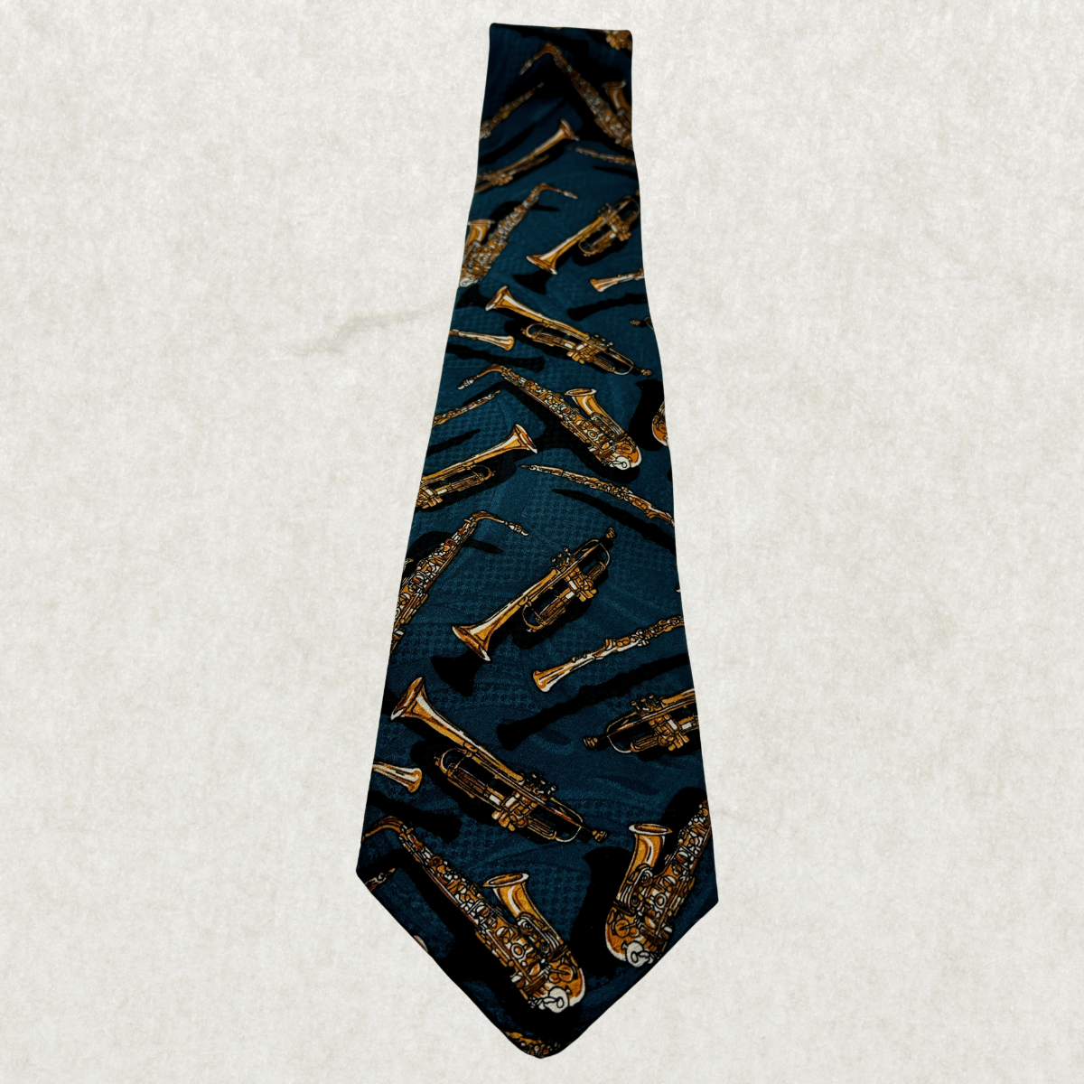 Vintage Protocol Musical Instrument Tie, Blue Novelty Print