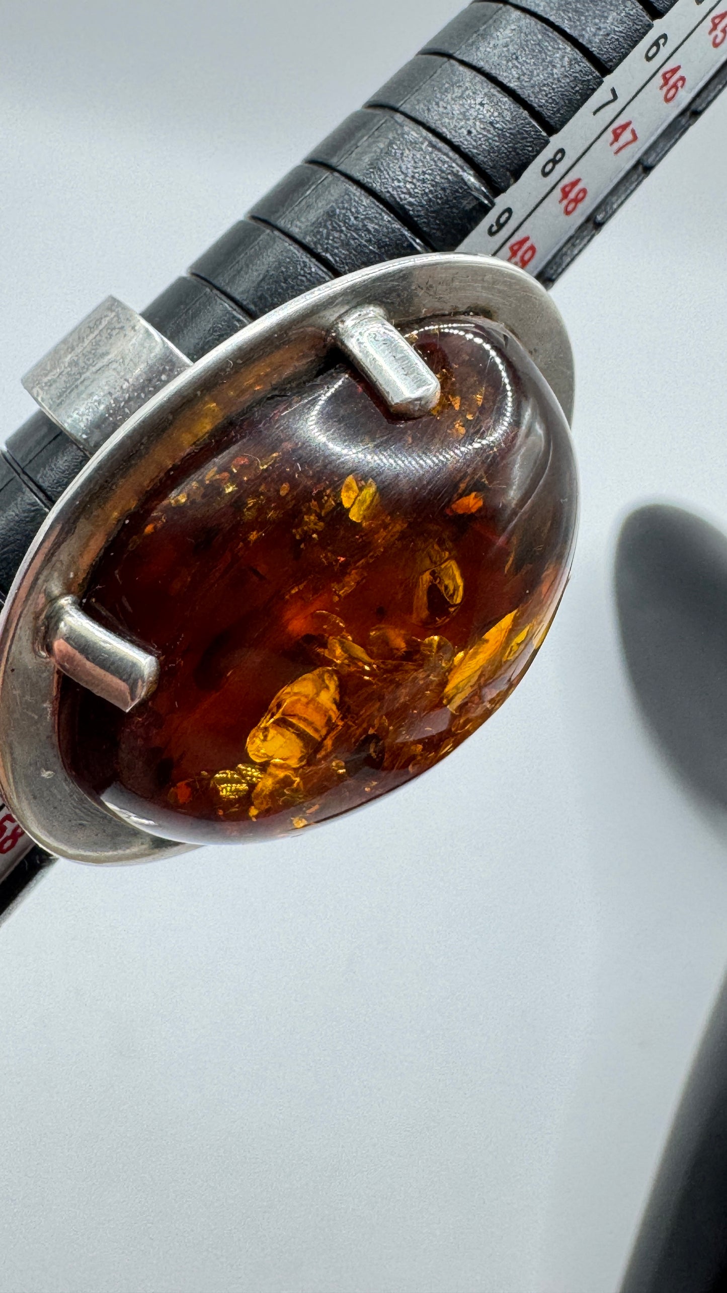 Danish Mogens Godskesen Sterling Silver Baltic Amber Ring and Pendant Set – Signed