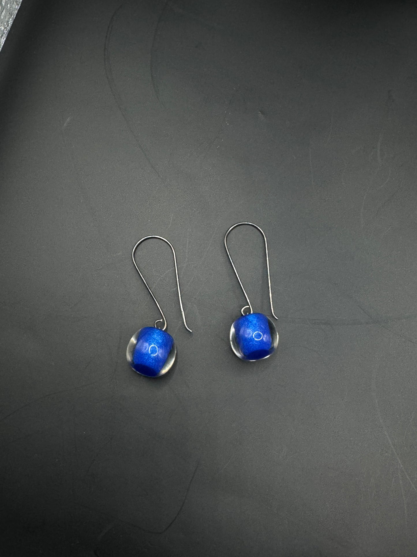 Zsiska Sterling Silver Blue Resin Drop Earrings – Modern Art Glass Style, Minimalist Dangle