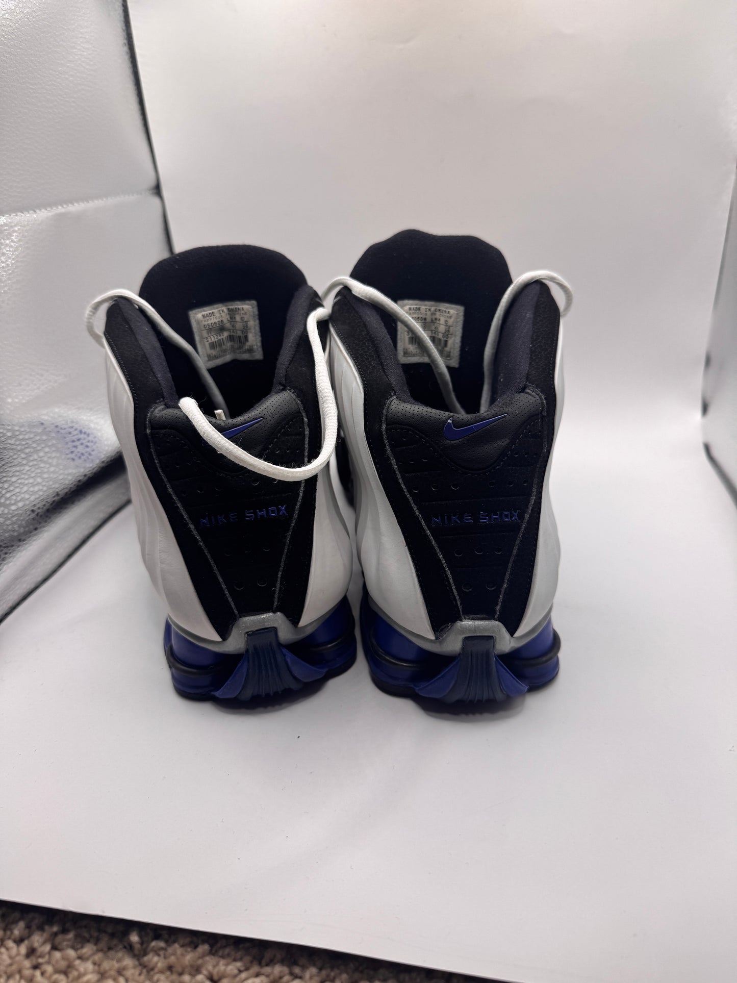 Vintage 2005 Nike Shox Lethal TB – Size 11, White/Black/Blue, Retro Basketball Sneakers