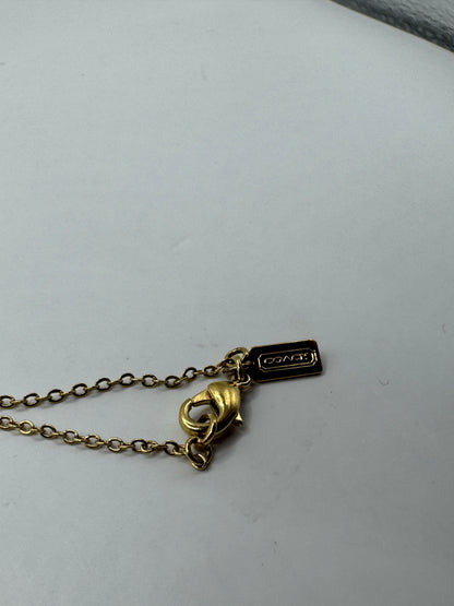 Vintage Coach Necklace – Mixed Metal Interlocking Rings, Gold Tone Chain, 20”