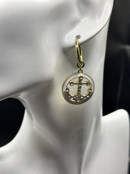 Heidi Daus Anchor Hoop Earrings – Gold-Tone Crystal Nautical Dangles