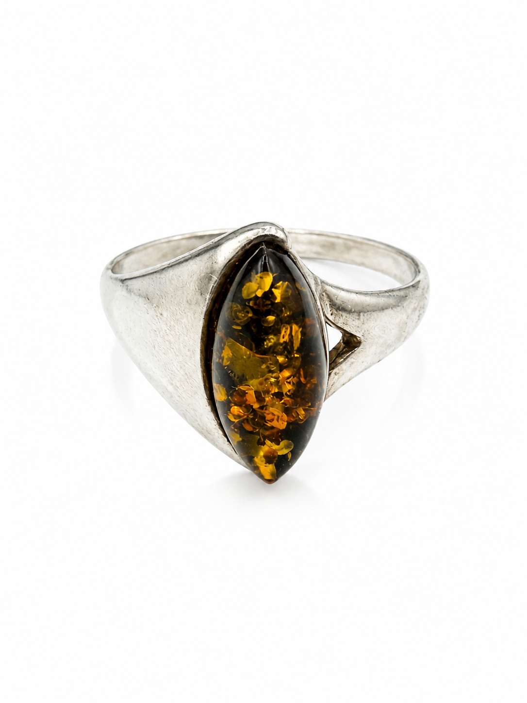 Golden Leaf Amber Ring — Size 9.5