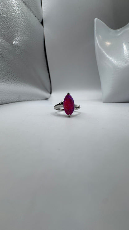 Sterling Silver Lab Opal Ring, Size 7 – Color-Changing, Like New