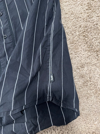 Stüssy Black Pinstripe Baseball Jersey – Stock Logo Embroidered, Rare, Size S