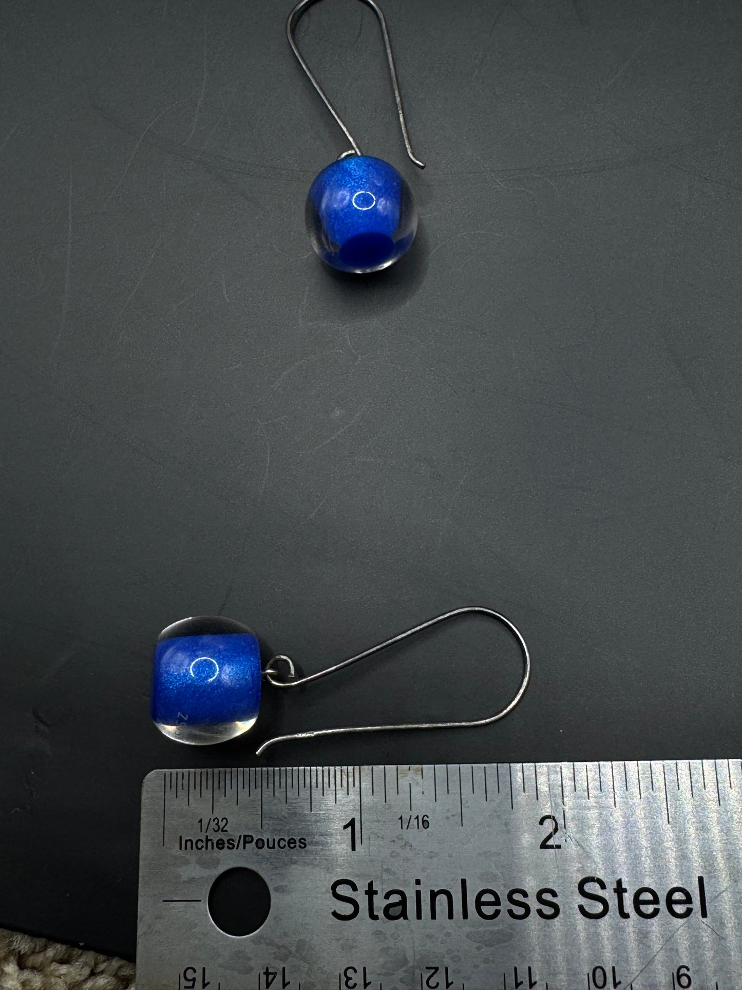 Zsiska Sterling Silver Blue Resin Drop Earrings – Modern Art Glass Style, Minimalist Dangle