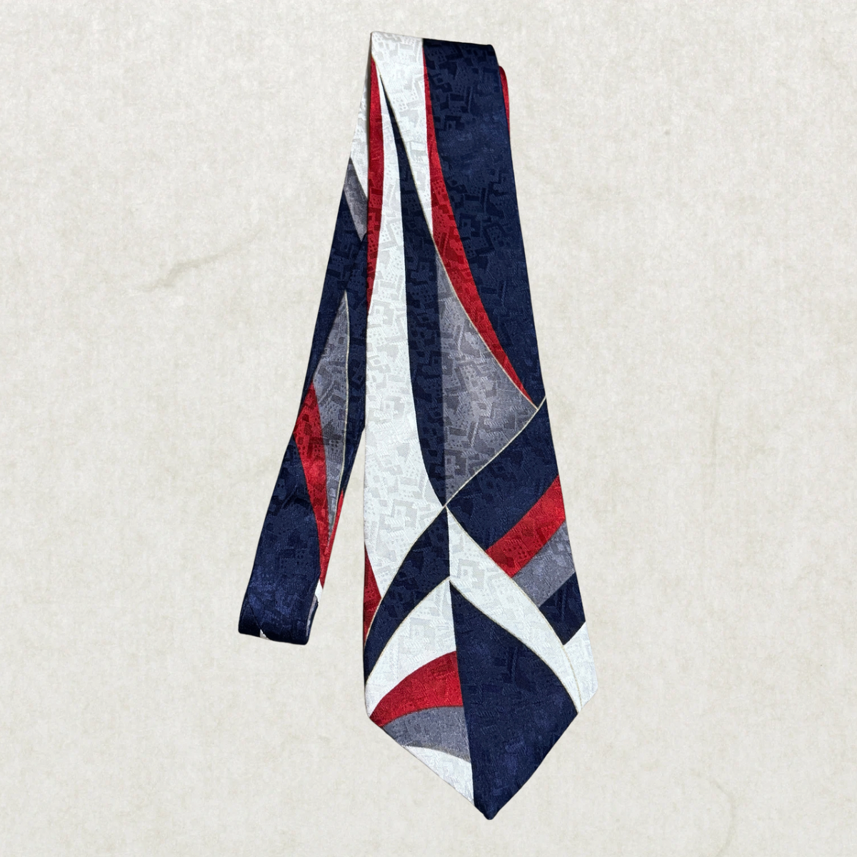 Vintage Evan-Picone Silk Tie – Bold Abstract Red Blue White Design, 100% Silk, 57”