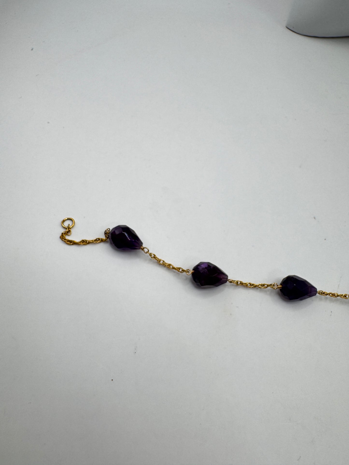 Vintage 925 Gold-Plated Bracelet with Amethyst Gemstones