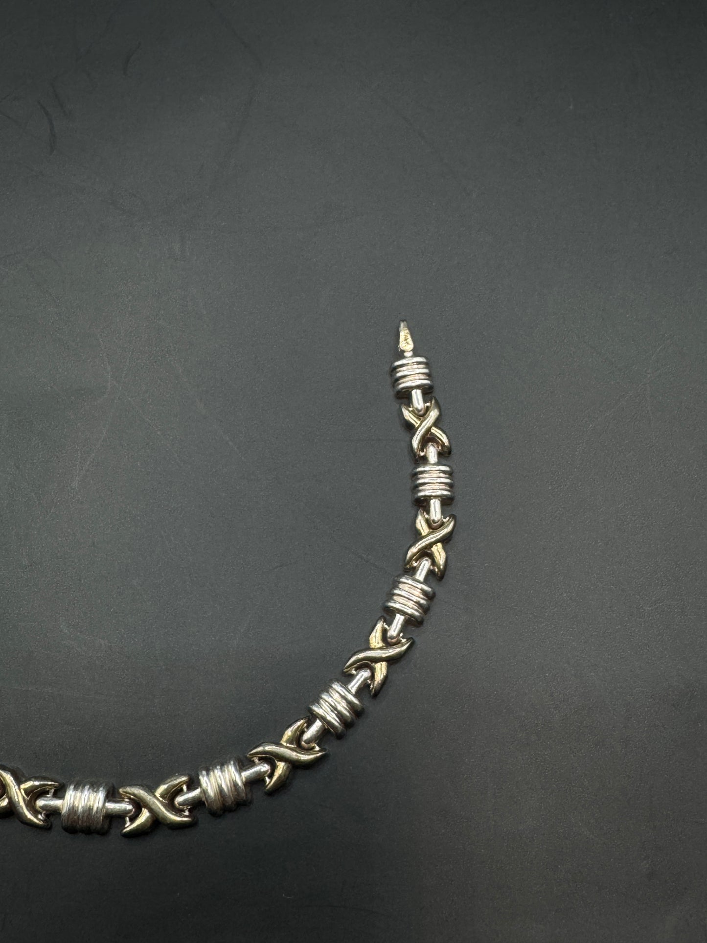 Vintage Sterling Silver 925 Bracelet – Two Tone Link Design, Italian Made, Modern Classic Style