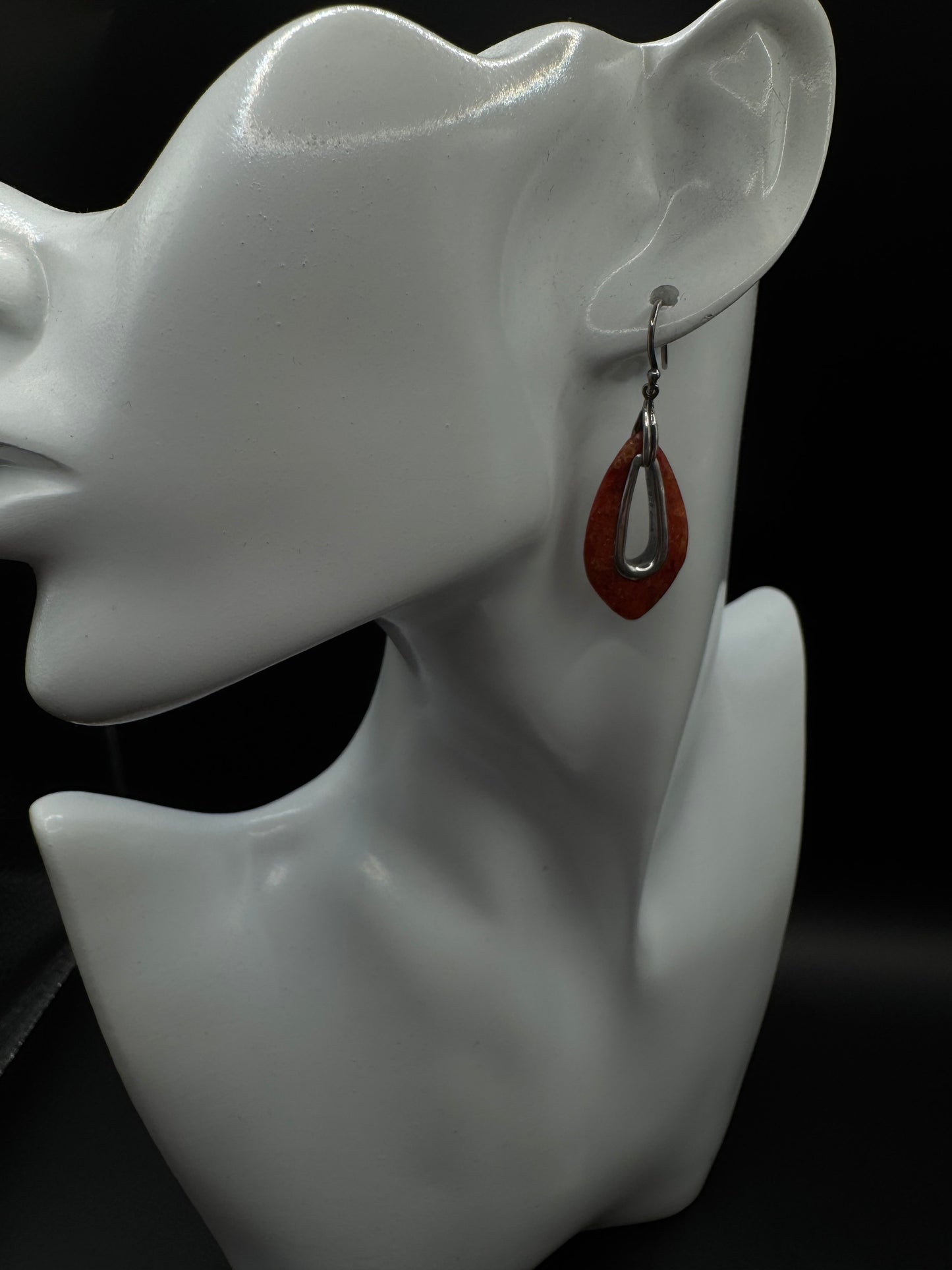 Silpada 925 Sterling Silver Red Coral Dangle Earrings