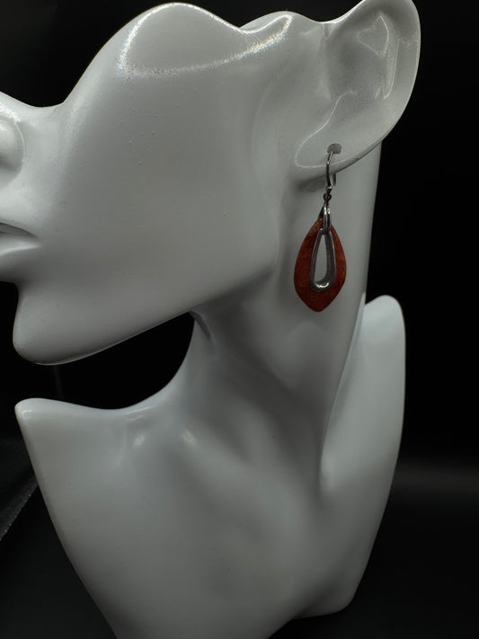 Silpada 925 Sterling Silver Red Coral Dangle Earrings