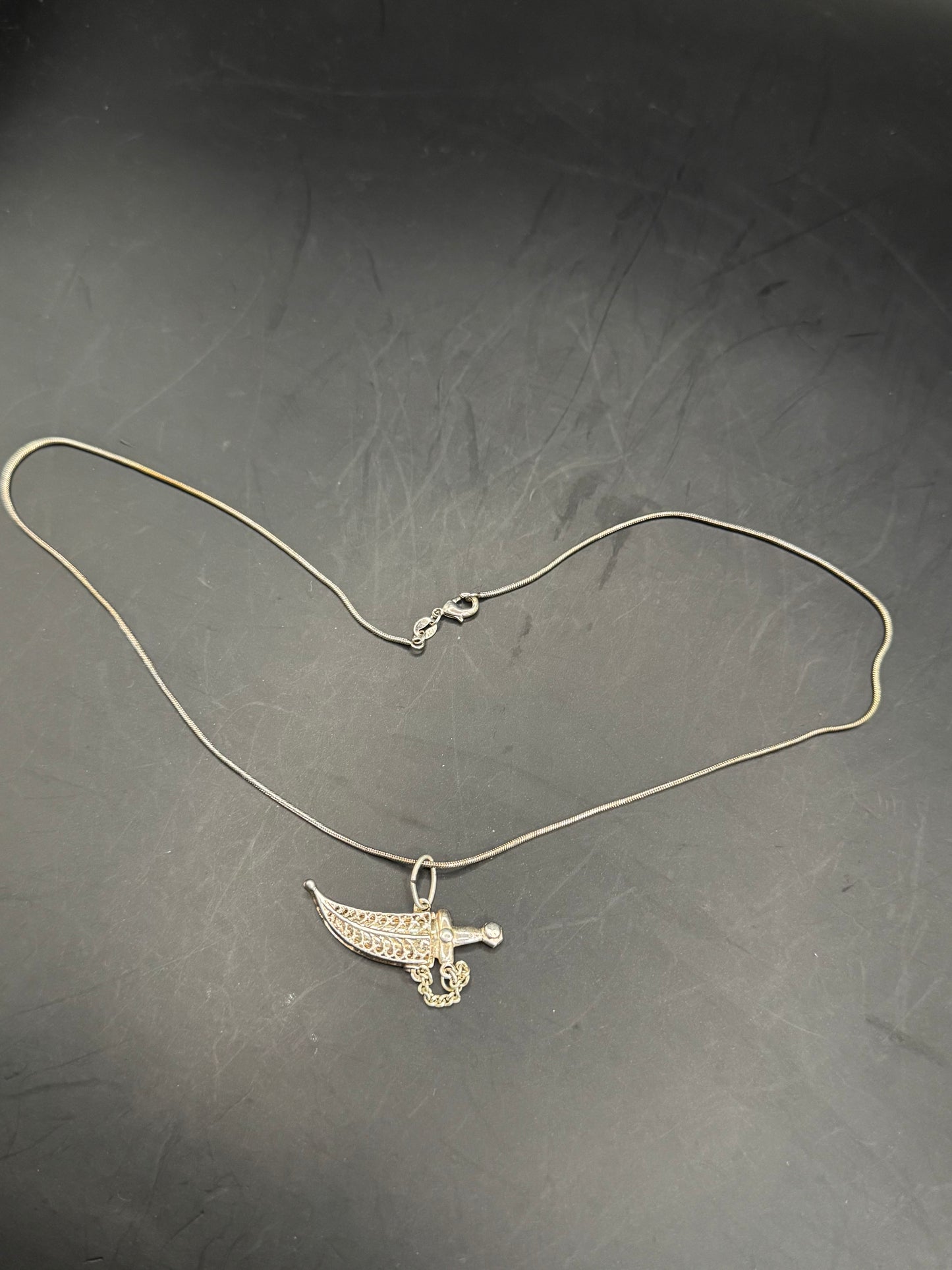 Vintage Handcrafted 990 Silver Dagger Charm / Pendant – Working Sheath