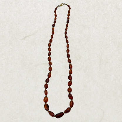 Vintage Baltic Amber Beaded Necklace Cognac Honey Tones 21” Handmade Design