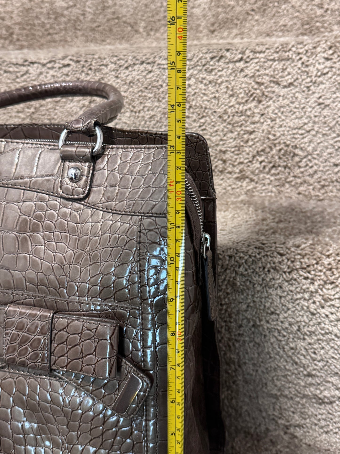 Vintage Guess Croc-Embossed Handbag, 13” x 14” x 5” – Great Condition