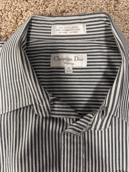 Authentic Christian Dior Men’s Shirt – Size 34-35 (17), Striped, French Designer