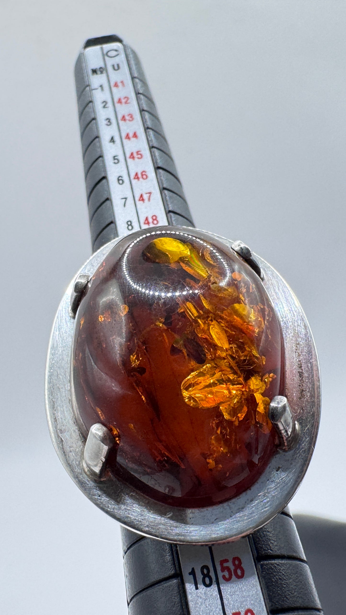 Danish Mogens Godskesen Sterling Silver Baltic Amber Ring and Pendant Set – Signed