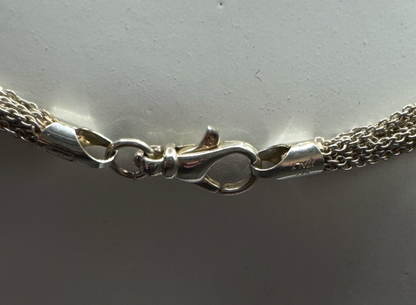 Massive Sterling Silver 925 Multi-Strand Heart Motif Necklace