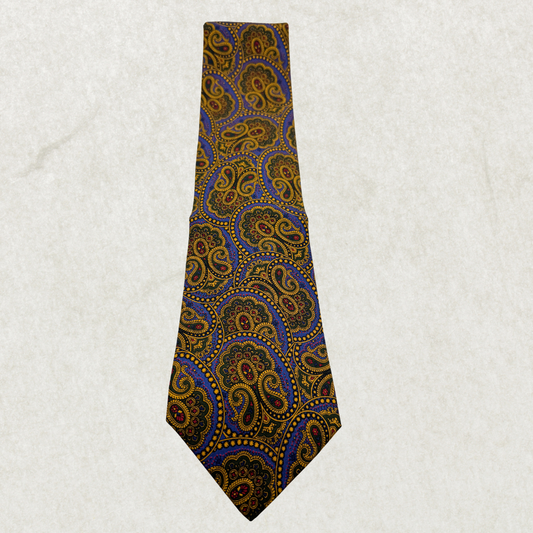 Vintage Yves Saint Laurent Silk Tie – Paisley Pattern, 54” x 3.5”, 100% Silk
