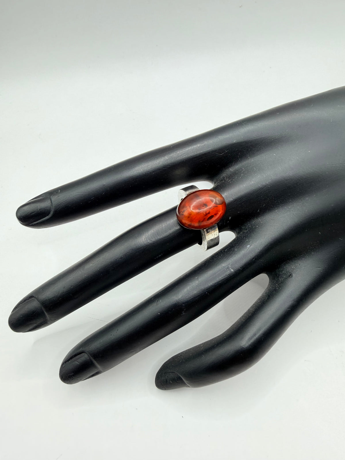 Deep Cognac Amber Ring — Size 6