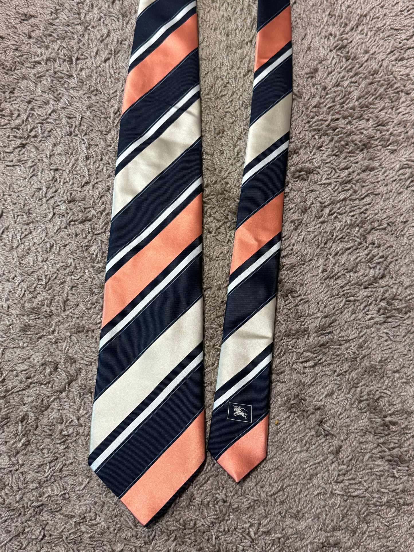 Burberry London 100% Silk Striped Tie, 58” x 4” – Excellent Condition