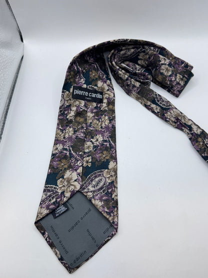 Vintage Pierre Cardin 100% Silk Floral Paisley Tie, 58” x 4” – Excellent Condition