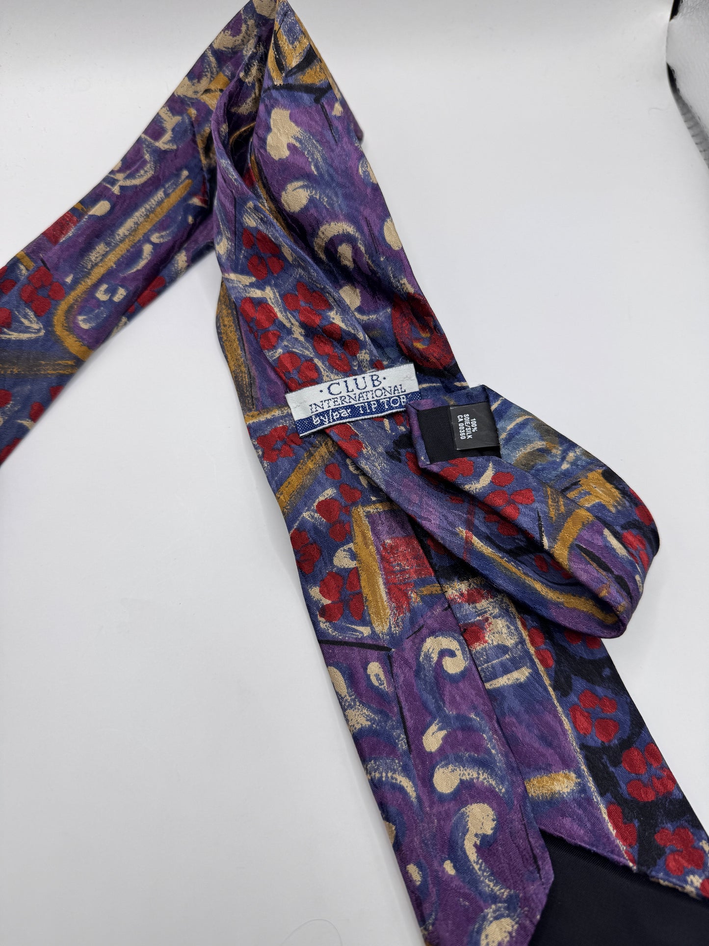 Vintage Club International Silk Tie – 100% Silk, Abstract Art Print