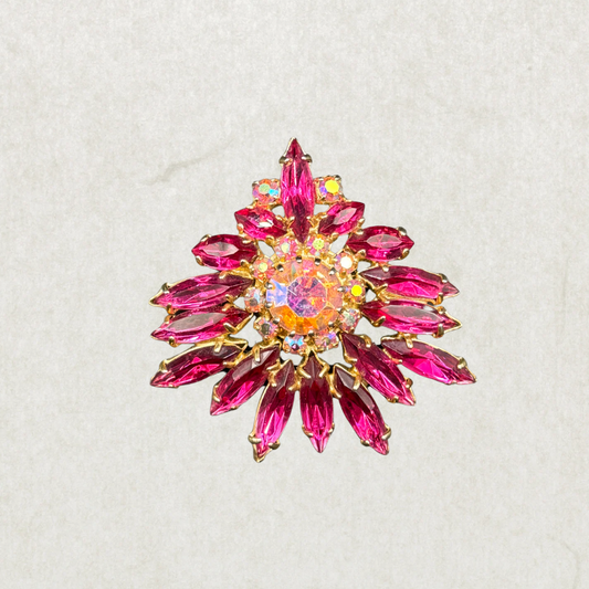 Vintage Pink Rhinestone Brooch