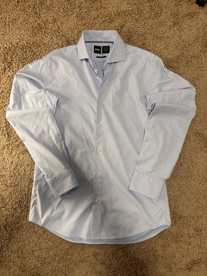 BOSS Men’s Dress Shirt – Size M (15 1/2), Light Blue Microprint