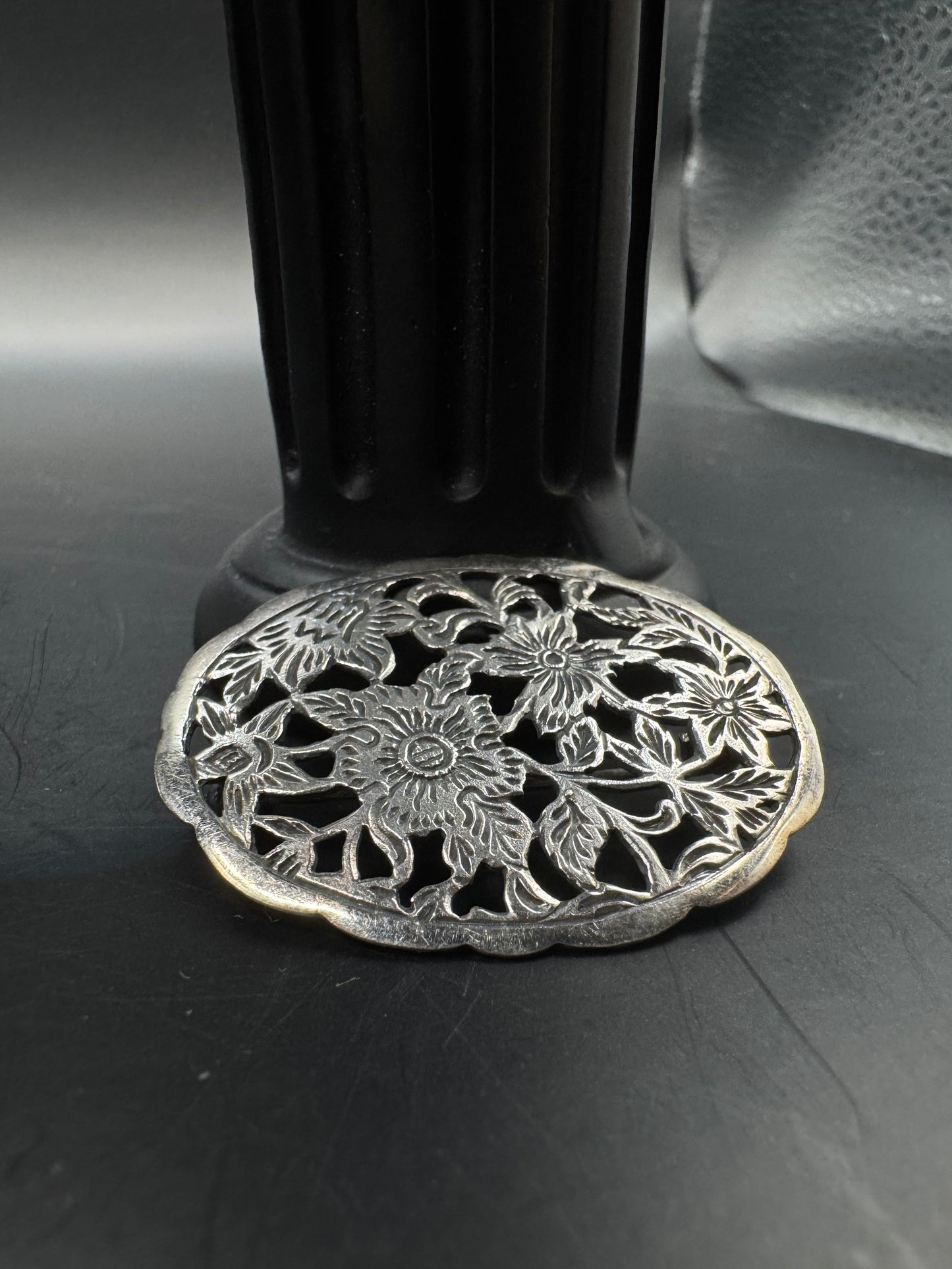 Vintage Sterling Silver Floral Brooch – 2”