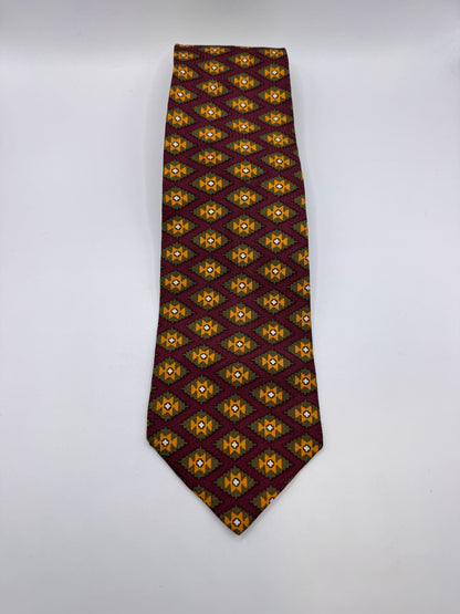 Vintage Chaps Ralph Lauren Silk Tie – 100% Silk, Southwestern Geometric Pattern