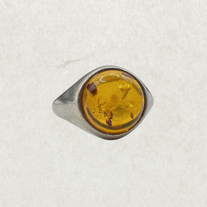 Sterling Silver Honey Amber Ring Size 7