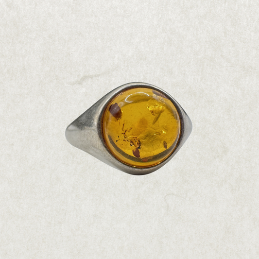 Sterling Silver Honey Amber Ring Size 7