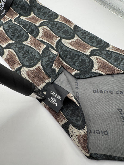 Vintage Pierre Cardin 100% Silk Tie – Brown & Black Abstract Pattern, 57” x 4”