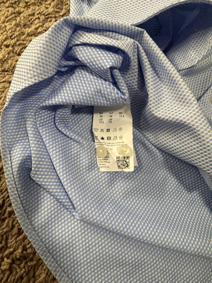 BOSS Men’s Dress Shirt – Size M (15 1/2), Light Blue Microprint