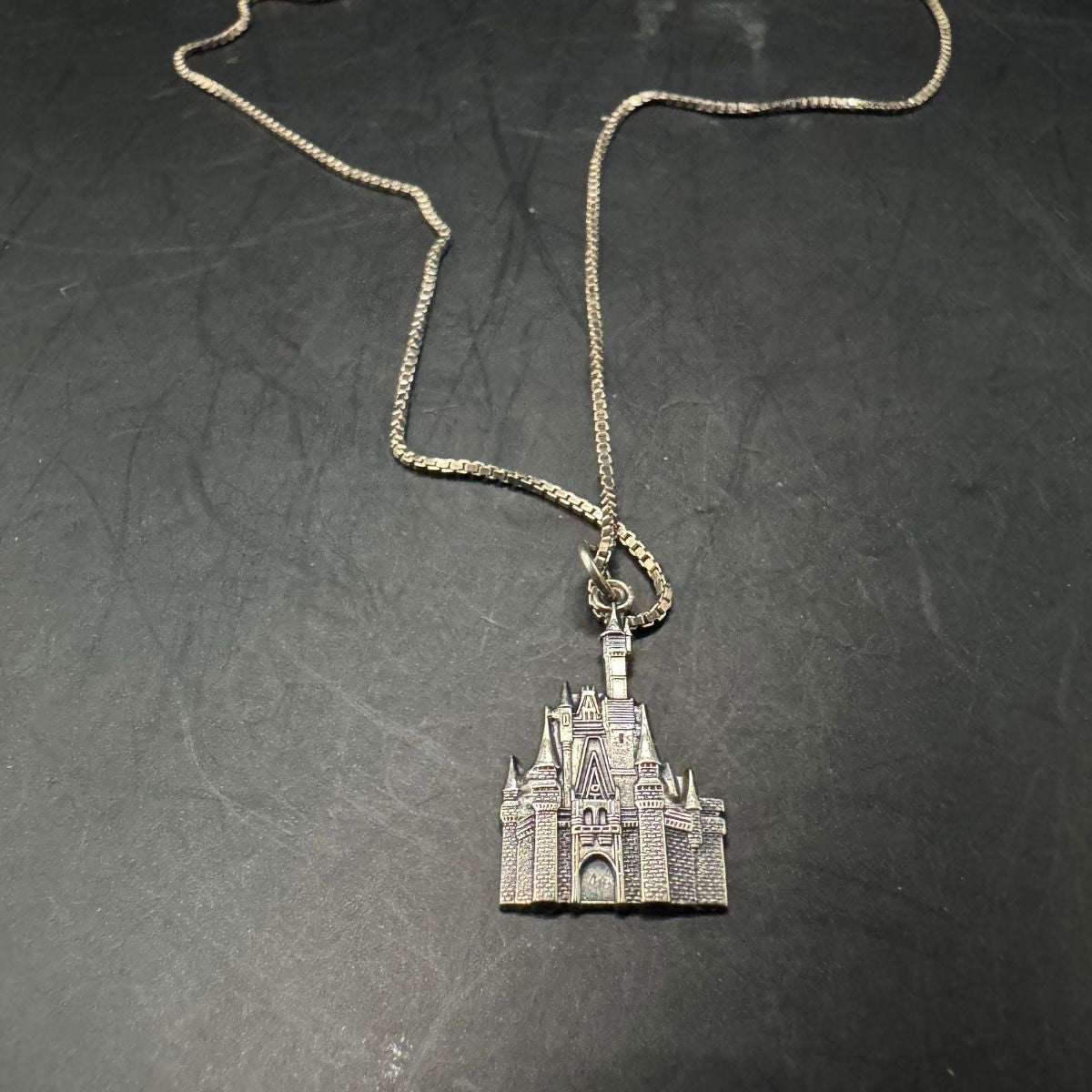 Disney Sterling Silver Castle Pendant Necklace – 16"