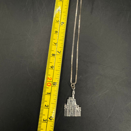 Disney Sterling Silver Castle Pendant Necklace – 16"