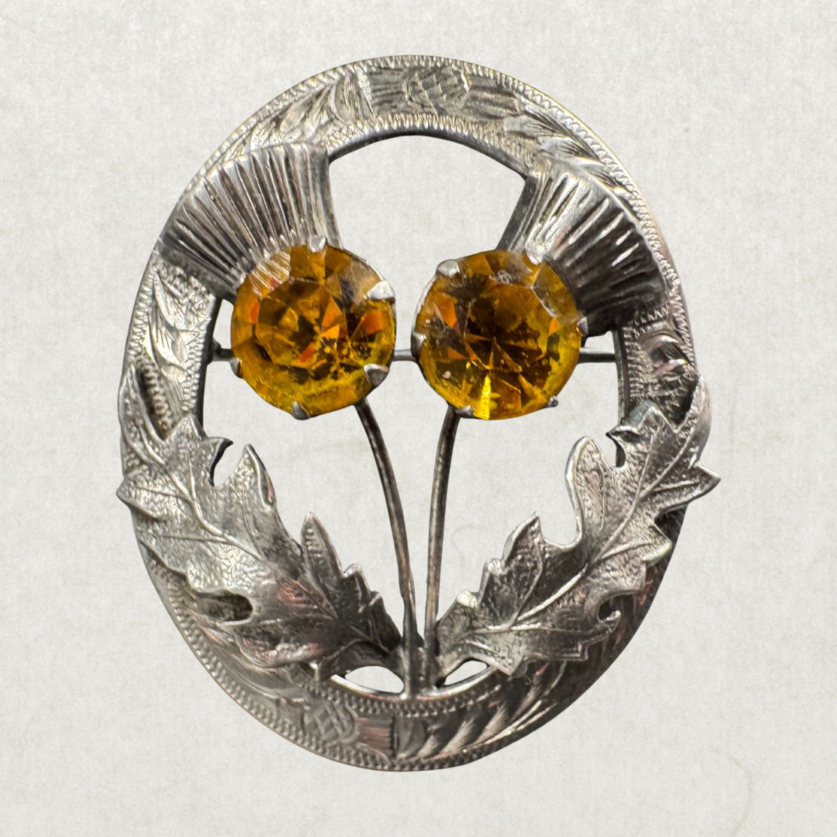 1940s Vintage Sterling Silver Scottish Thistle Brooch