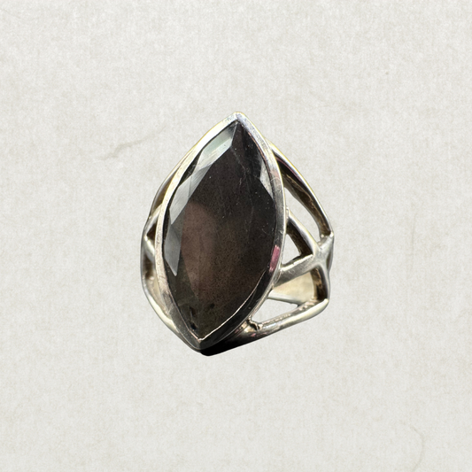 smoky quartz sterling ring vintage