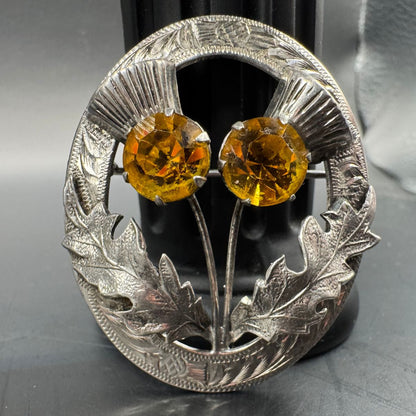 1940s Vintage Sterling Silver Scottish Thistle Brooch