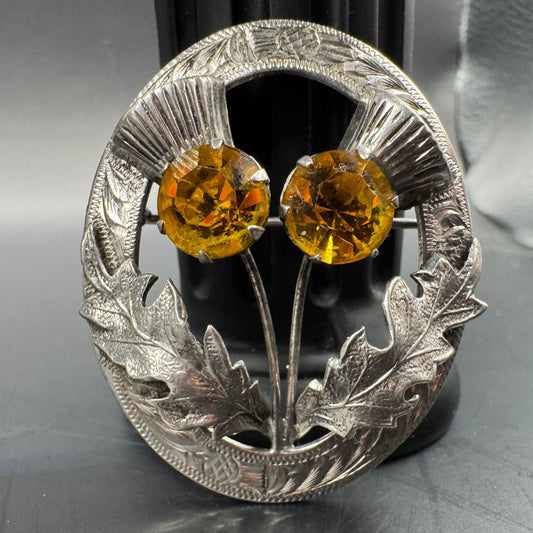 1940s Vintage Sterling Silver Scottish Thistle Brooch