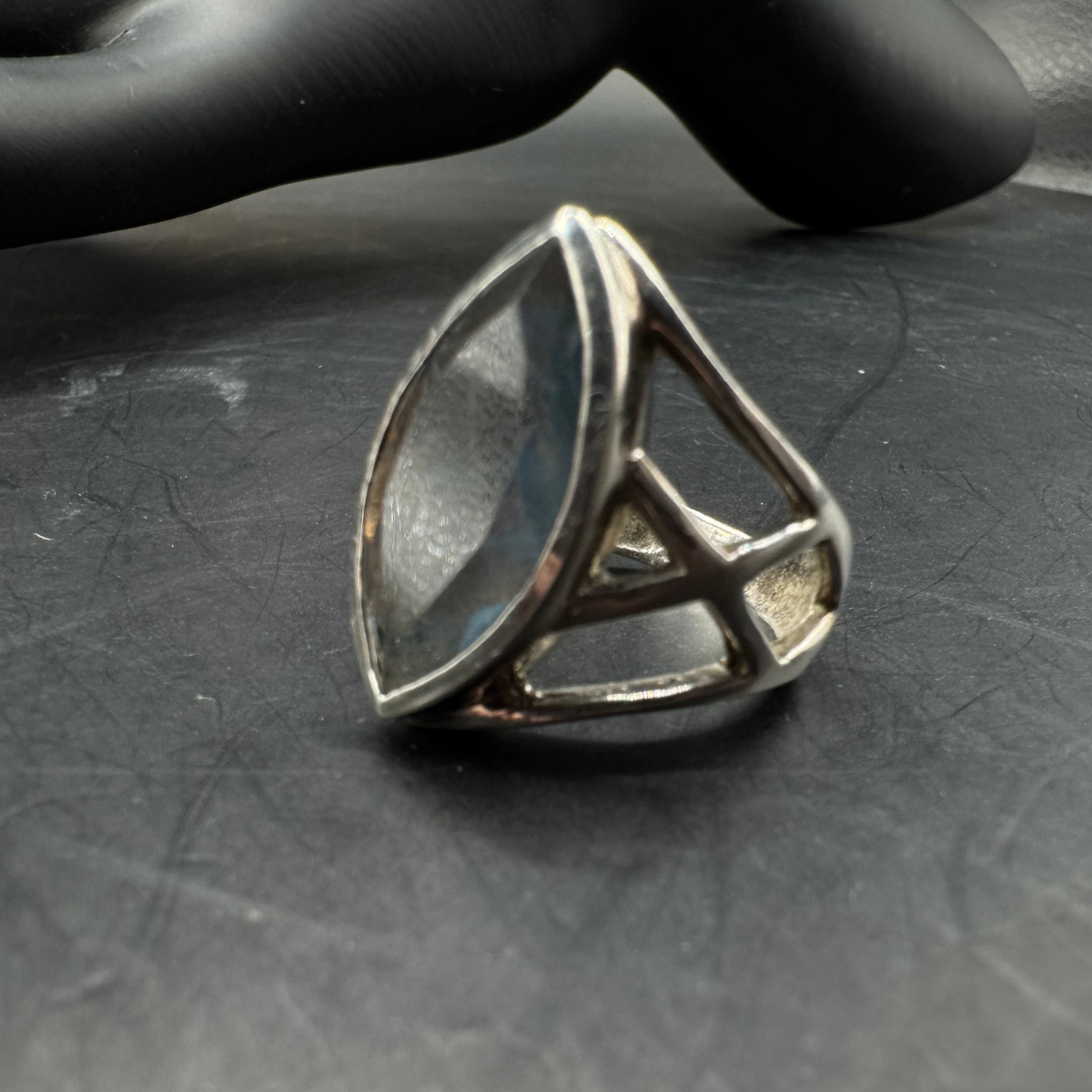 vintage ring sterling silver large with stone