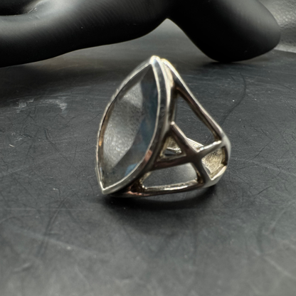 vintage ring sterling silver large with stone