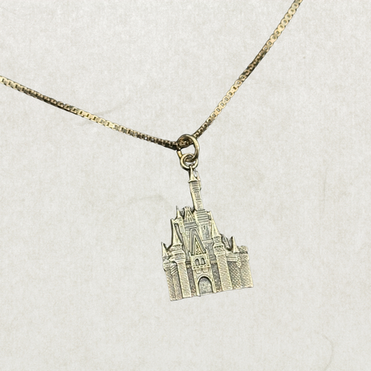 Disney Sterling Silver Castle Pendant Necklace – 16"